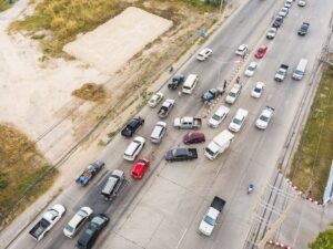 accident from aerial view drone