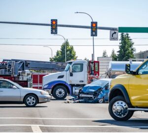 damaged car at intersection