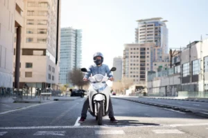 young motorcyclist in traffic