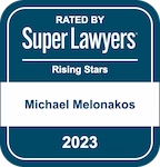 Super Lawyers Rising Stars 2023 badge for Greenville personal injury attorney Michael Melonakos